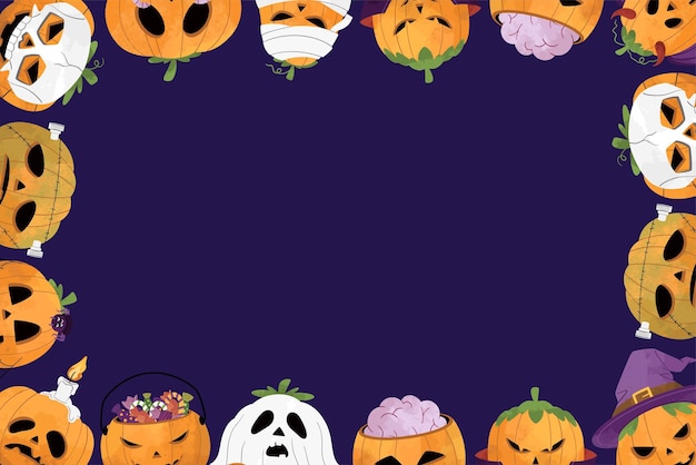 Halloween Pompoen Illustratie Frame Achtergrond