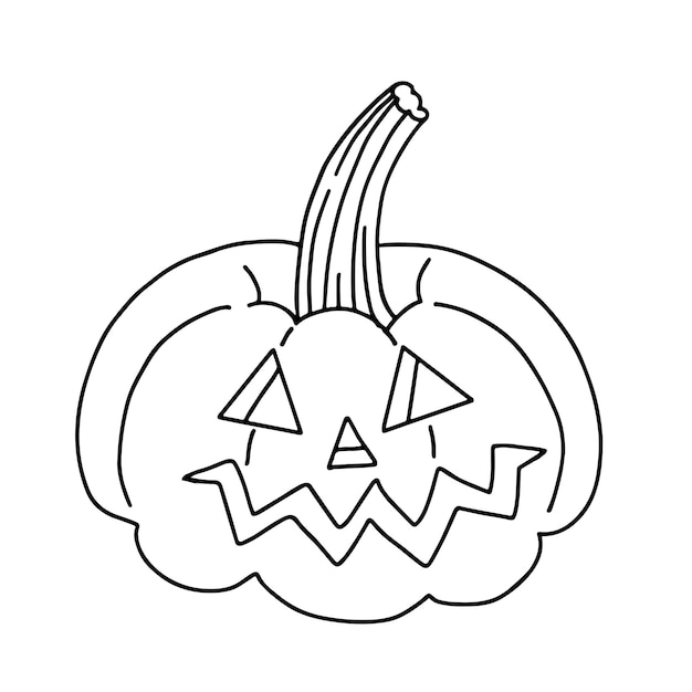 Halloween-pompoen in krabbelstijl Hand getrokken Halloween-element Eenvoudig ontwerp voor vakantieviering