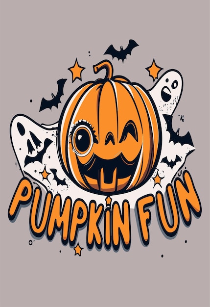 Halloween pompoen leuk clipart 2D vector ontwerp