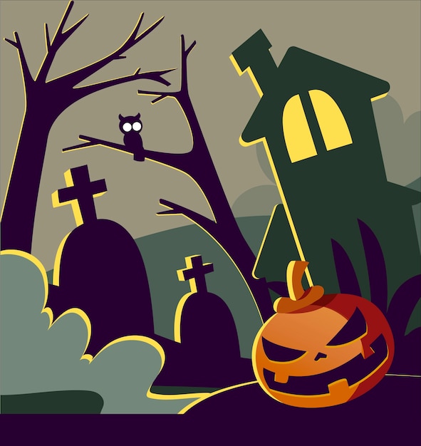 Vector halloween-pompoen met achtergrond