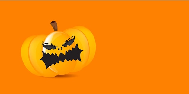 Halloween-pompoen met eng gezicht banner ontwerpsjabloon