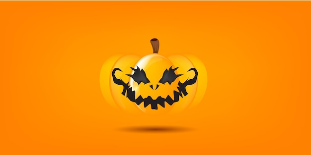 Halloween-pompoen met eng gezicht banner ontwerpsjabloon