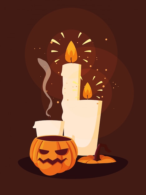 Halloween-pompoen met kaarsendecoratie