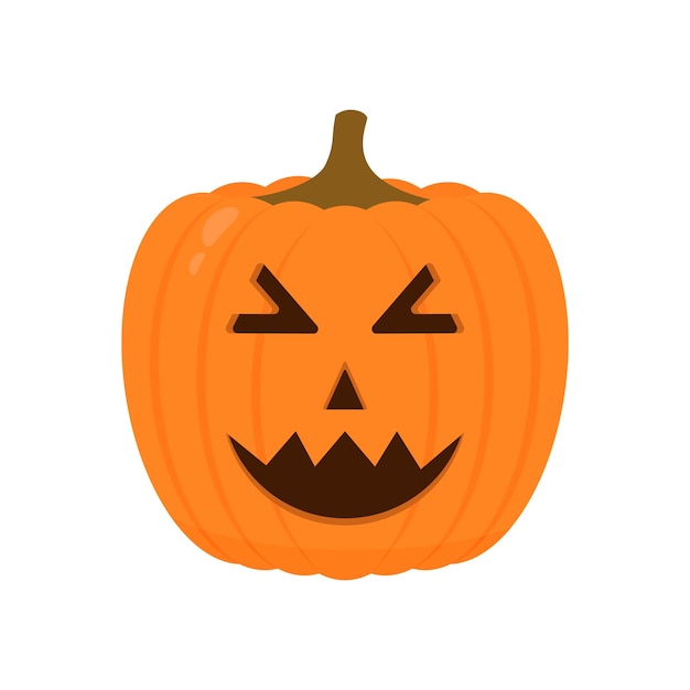Halloween pompoen met lachend gezicht pictogram geïsoleerd op wit Cute cartoon Jacko Lantern Halloween party decoraties Gemakkelijk te bewerken vector sjabloon