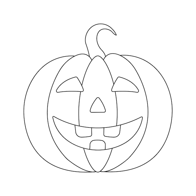 Halloween-pompoen met uitdrukkingenvector die op wit wordt geïsoleerd. Halloween pompoen lijntekeningen vector.