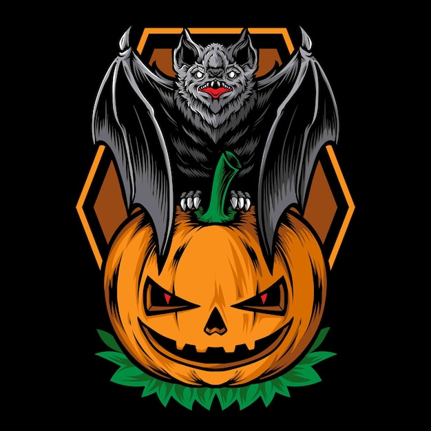 Halloween-pompoen met vleermuizen