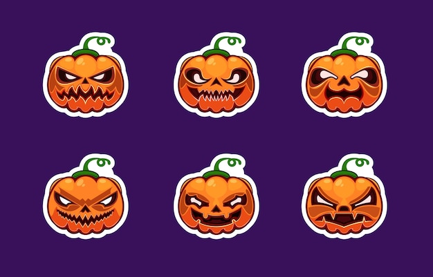 Halloween pompoen sticker set collectie ontwerp