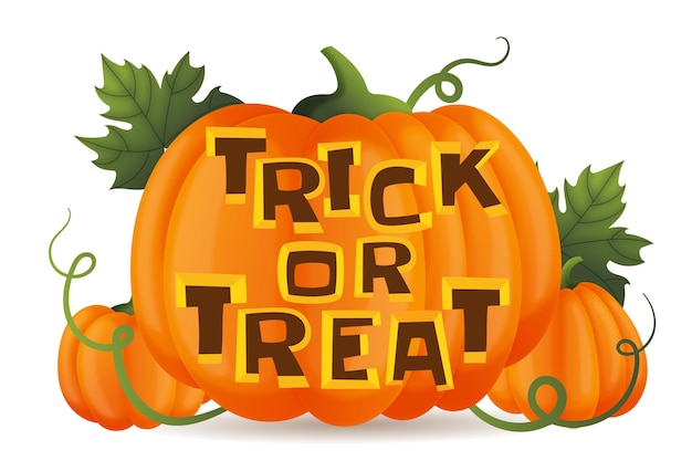 Vector halloween-pompoen trick or treat-belettering