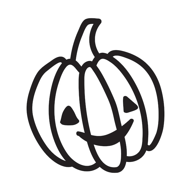 Halloween-pompoen. Vectorconcept in krabbel en schetsstijl. Handgetekende illustratie voor het bedrukken van T-shirts, ansichtkaarten. Icoon en logo idee.