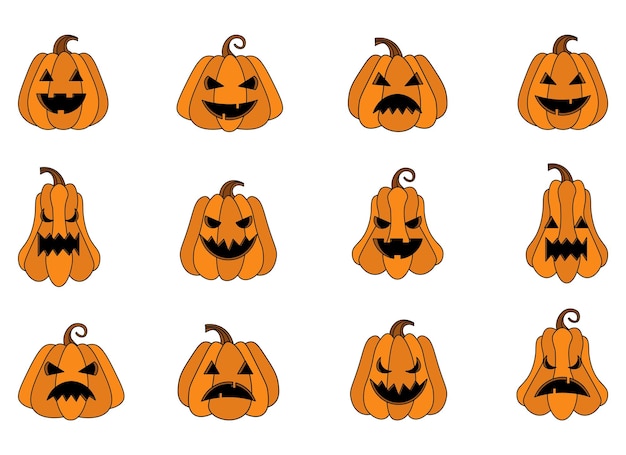 Halloween-pompoen vectorontwerpillustratie die op witte achtergrond wordt geïsoleerd