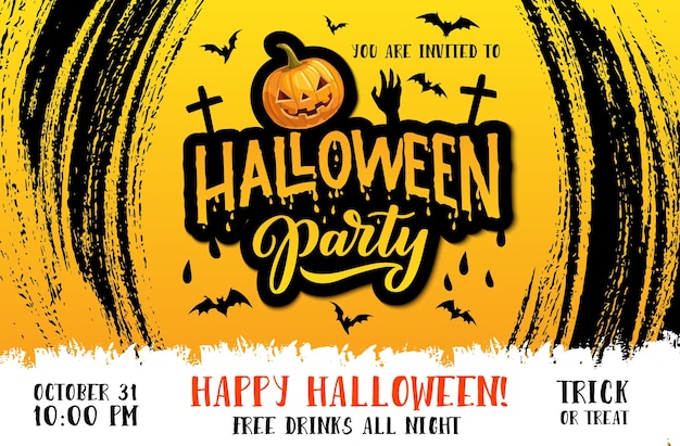 Vector halloween-pompoenaffiche van horrornachtfeest