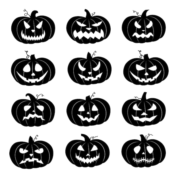 Halloween-pompoencollectie-elementen voor Halloween-decoraties Set van pompoenen