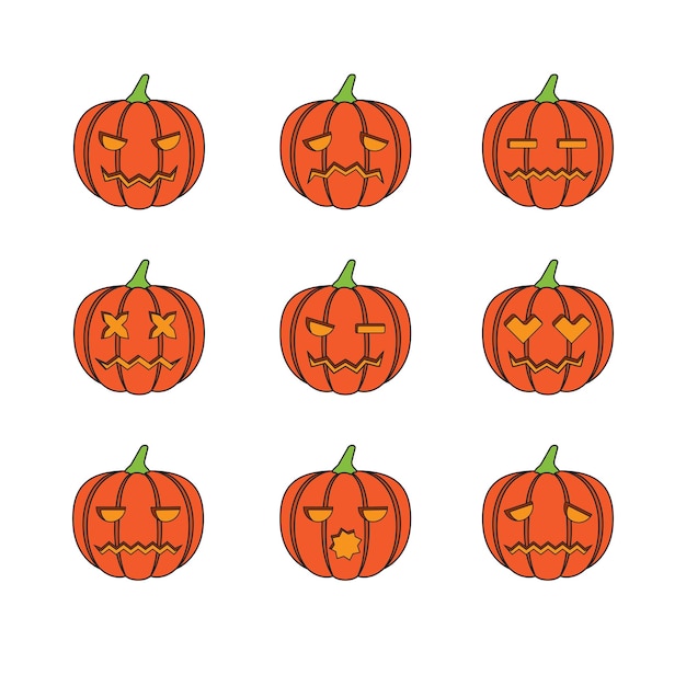 Vector halloween pompoenen emoticons