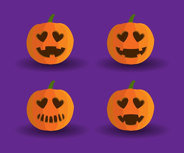 Vector halloween pompoenen expressie