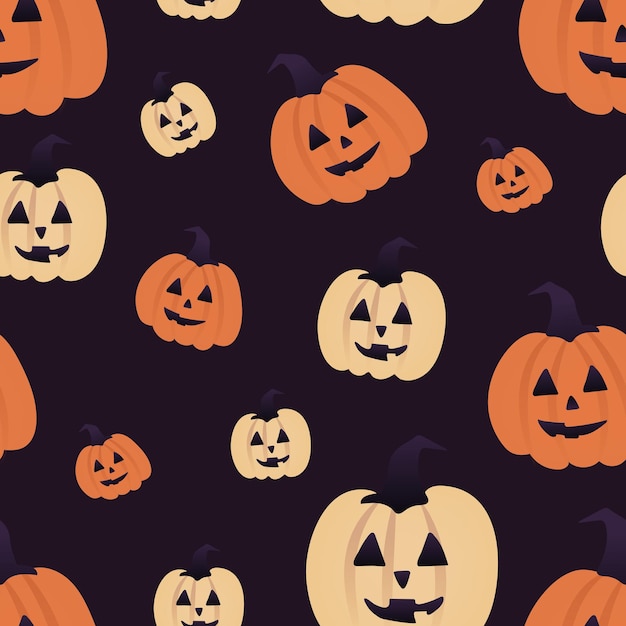 Vector halloween-pompoenen met gezichtenpatroon