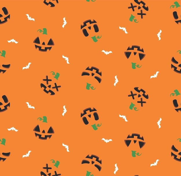 Halloween-pompoenen op oranje patroonvector
