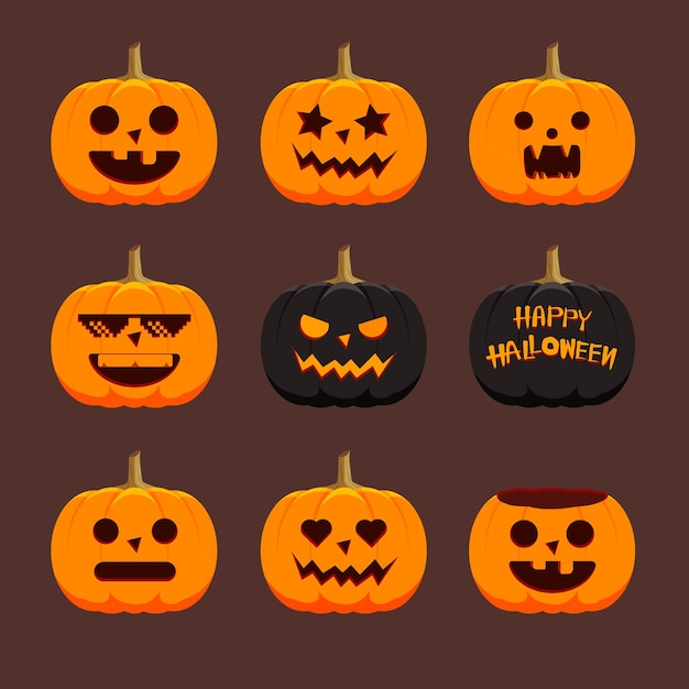 Halloween pompoenen vector set