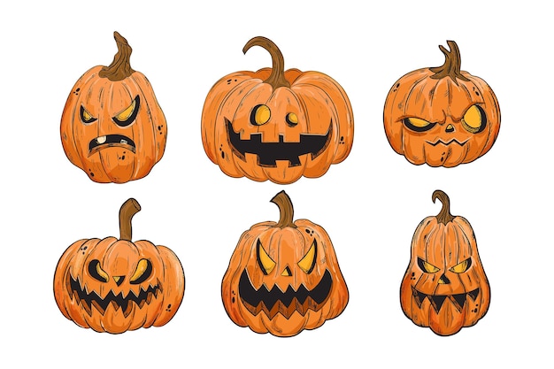 Halloween-pompoengezichten vectorillustraties