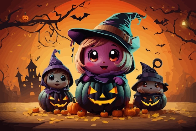 halloween pop figues cartoon illustration