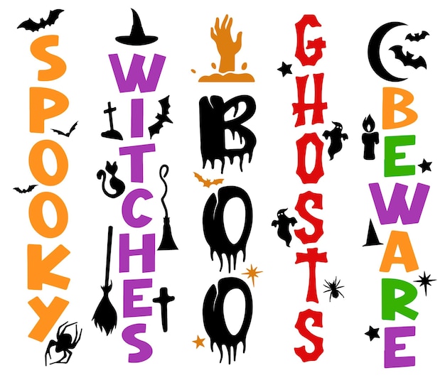 Vector halloween porch signs pack