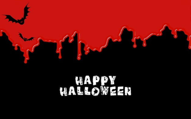 Sangue di poster di halloween che gocciola sul muro e sui pipistrelli