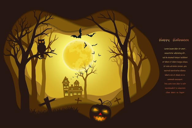 Halloween poster on dark paper art background