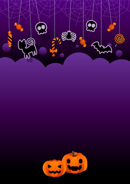 Vector halloween-poster of feestuitnodiging met platte pictogrammen