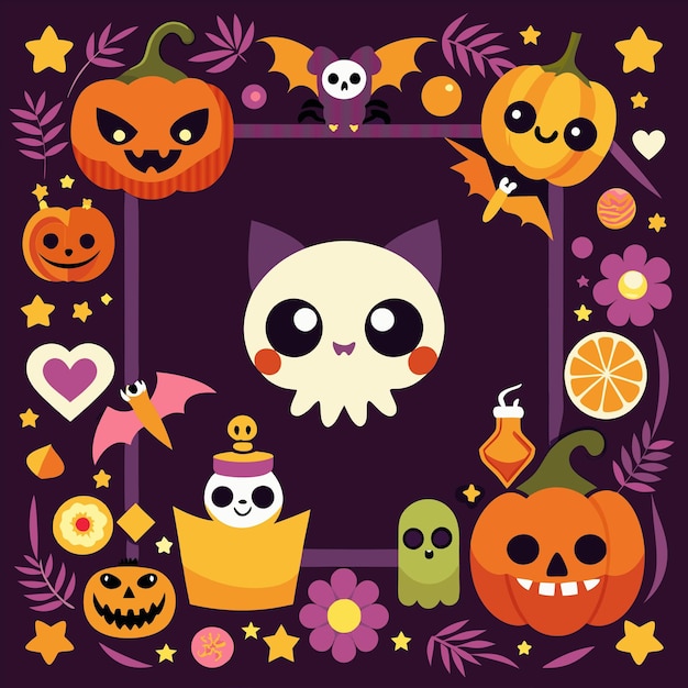 a halloween poster with a cat and pumpkins on it