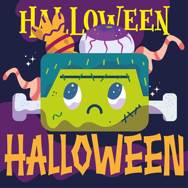 Плакат на Хэллоуин с милым персонажем 31 октября