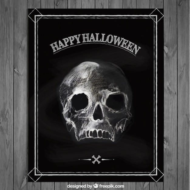 Halloween poster with a hand drawn skull