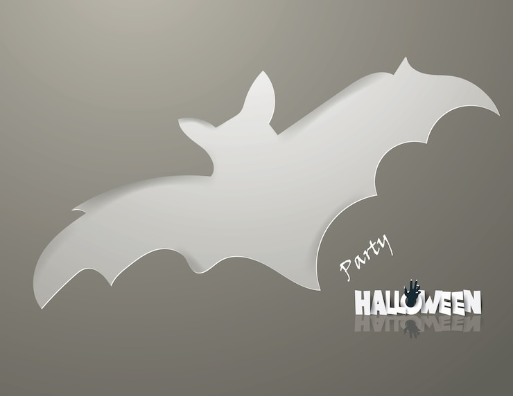 Vector halloween posters party with bat on gray background