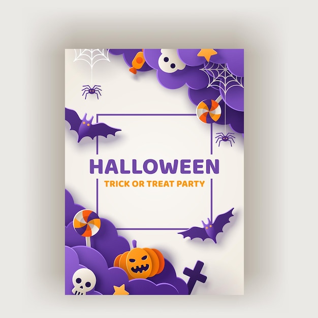 Halloween posters set paper cut