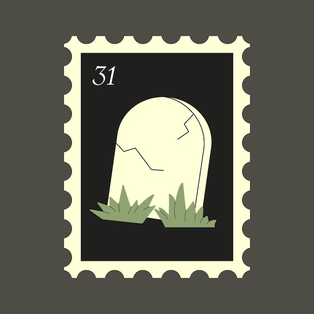 Halloween postmark vector flat Illustration. Postage stamp.