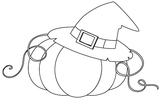 Vector halloween pumkin black and white doodle character