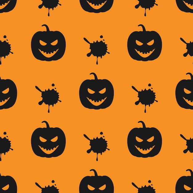 Halloween pumpkin and blots vector seamless pattern