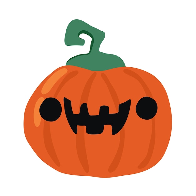 Halloween pumpkin character Cute cartoon pumpkin Vector illustration on white