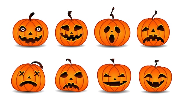 Halloween Pumpkin Character Set.