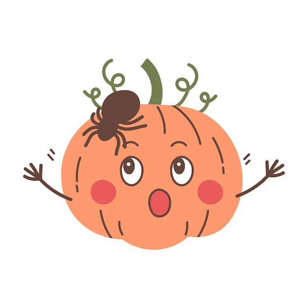 Halloween Pumpkin Character with spider