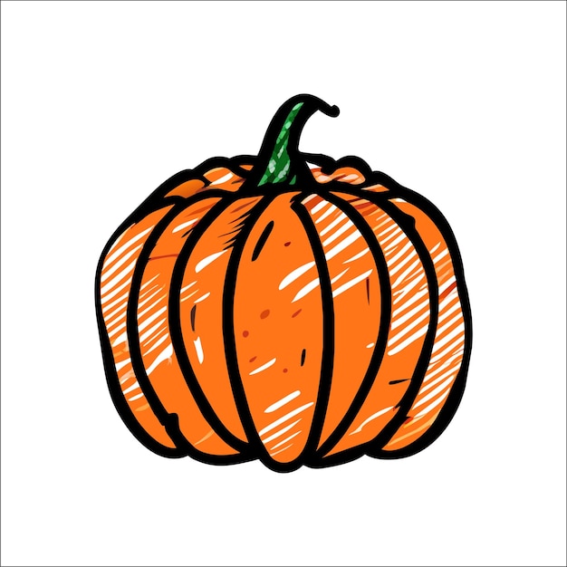 Halloween pumpkin clipart hand drawn cartoon sticker icon concept isolated illustration