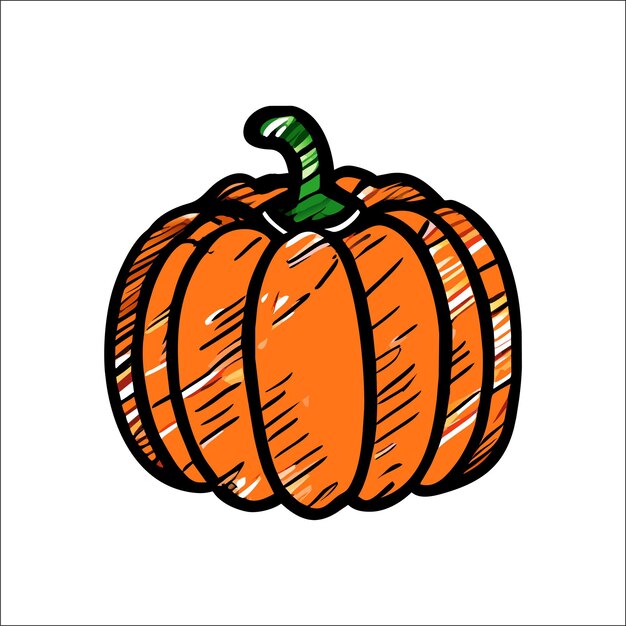 Vettore illustrazione isolata concetto dell'icona dell'autoadesivo del fumetto disegnato a mano di clipart della zucca di halloween