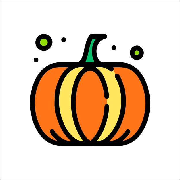 Illustrazione isolata concetto dell'icona dell'autoadesivo del fumetto disegnato a mano di clipart della zucca di halloween