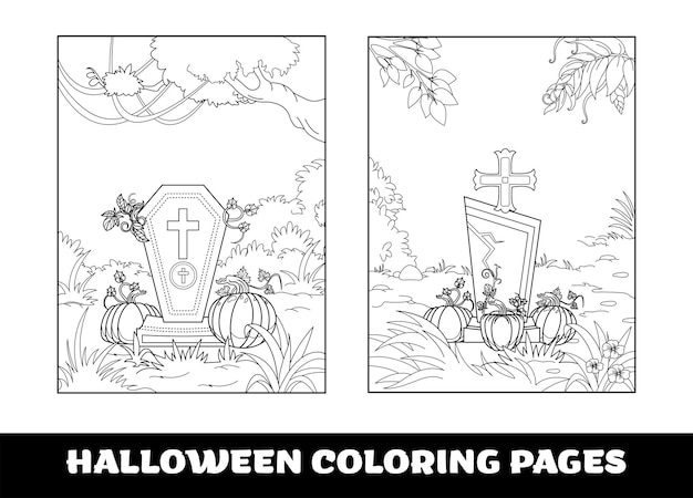 Vector halloween pumpkin coloring pages for kids halloween education coloring page for preschool children