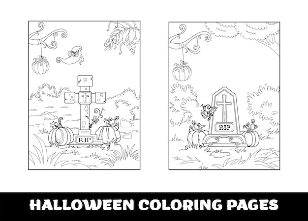 Vettore disegni da colorare di zucca di halloween per bambini pagina da colorare educativa di halloween per bambini in età prescolare