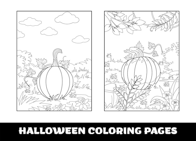 Vector halloween pumpkin coloring pages for kids pumpkin themed outlined for coloring page on white background