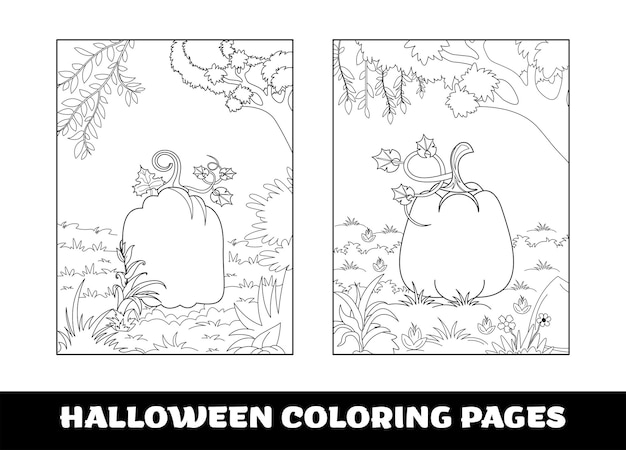 Halloween pumpkin coloring pages for kids Pumpkin themed outlined for coloring page on white background