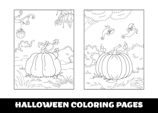 Vettore disegni da colorare di zucca di halloween per bambini tema della zucca delineato per la pagina da colorare