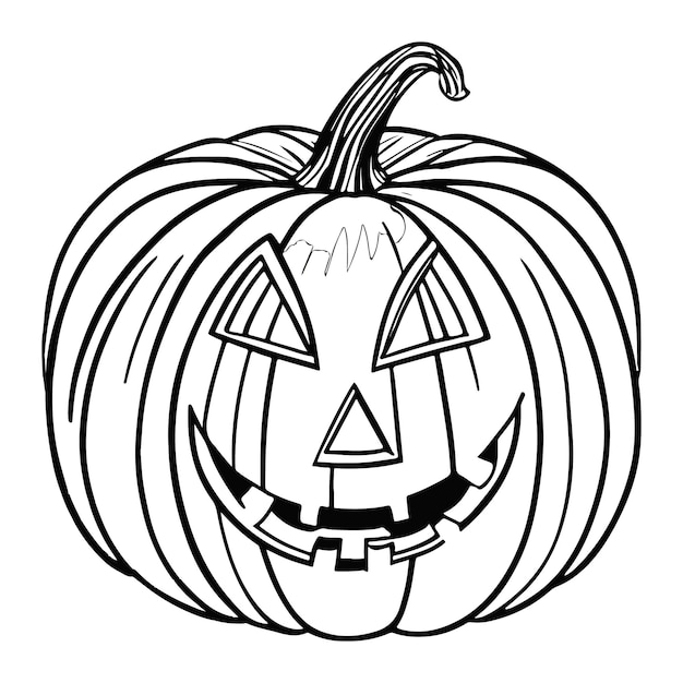 Vector halloween pumpkin coloring pages for kids