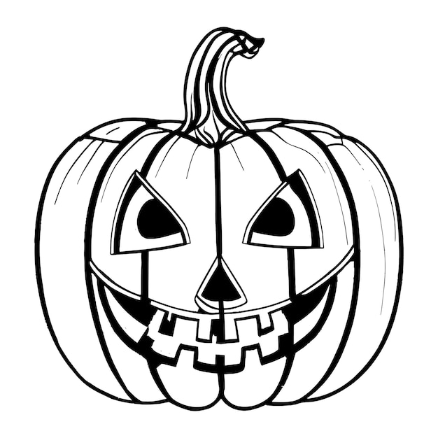 Vector halloween pumpkin coloring pages for kids