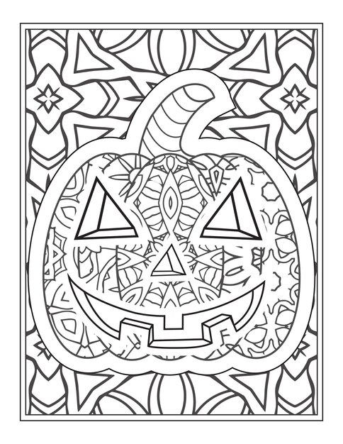 Halloween Pumpkin coloring vector illustration, Coloring Page