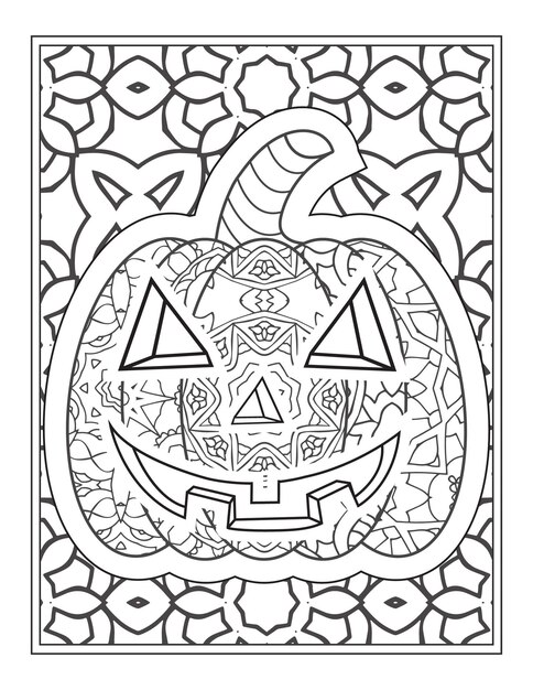 Halloween Pumpkin coloring vector illustration, Coloring Page